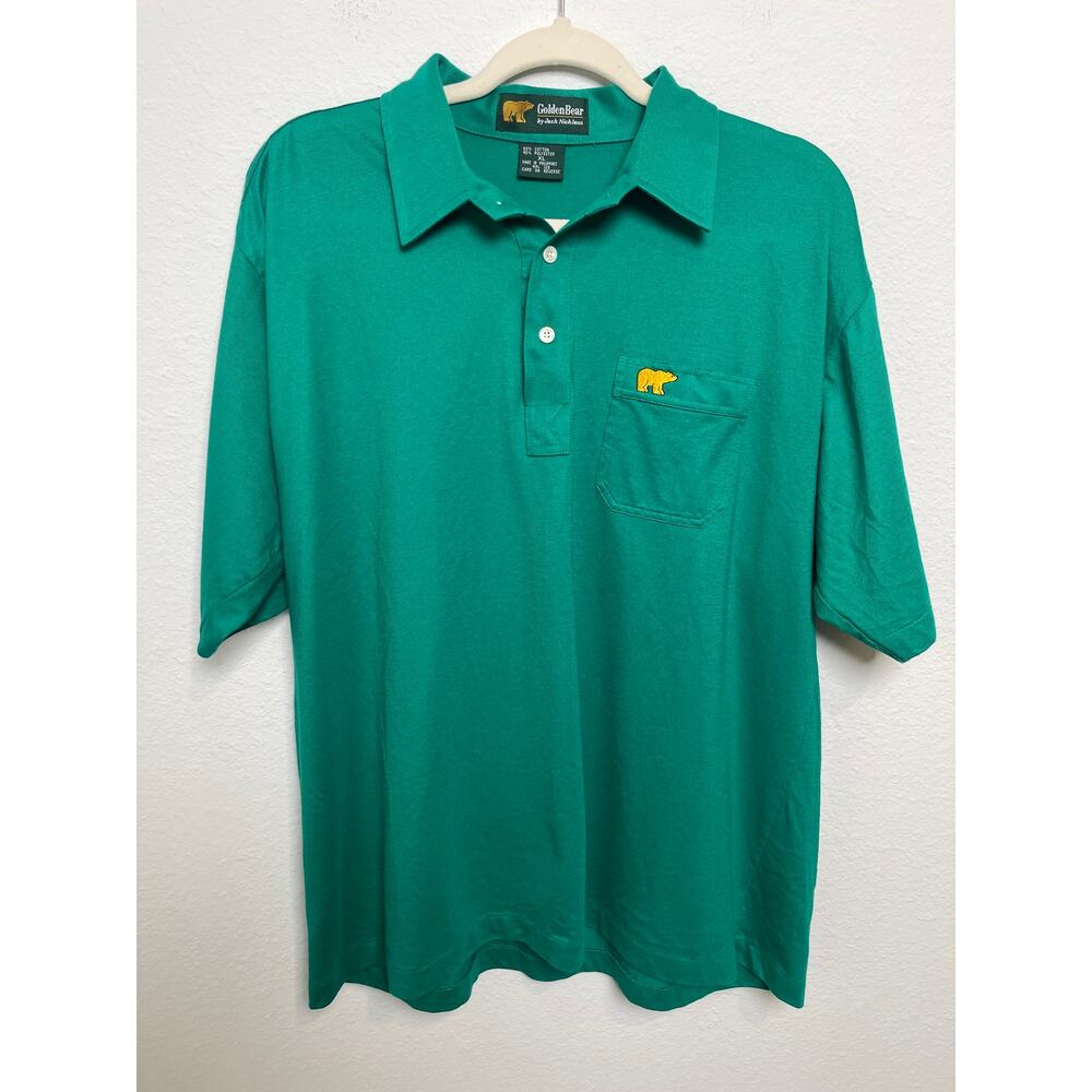 Golden Bear Polo Shirt Men’s XL Green Pocket Logo Golf Casual Vintage